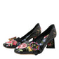 Dolce & Gabbana Black Floral Crystals Leather Pumps Shoes