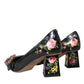 Dolce & Gabbana Black Floral Crystals Leather Pumps Shoes