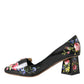 Dolce & Gabbana Black Floral Crystals Leather Pumps Shoes