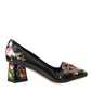 Dolce & Gabbana Black Floral Crystals Leather Pumps Shoes