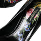 Dolce & Gabbana Black Floral Crystals Leather Pumps Shoes