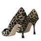 Dolce & Gabbana Black Gold Leopard Lurex Heels Pumps Shoes