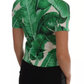 Dolce & Gabbana Green Banana Print Silk Polo T-shirt