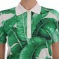 Dolce & Gabbana Green Banana Print Silk Polo T-shirt