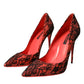 Dolce & Gabbana Orange Black Lace Leather Heels Pumps Shoes