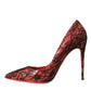 Dolce & Gabbana Orange Black Lace Leather Heels Pumps Shoes