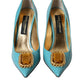 Dolce & Gabbana Blue Gold Leather Crystals Heels Pumps Shoes