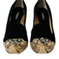 Dolce & Gabbana Black Velvet Embellished Heels Pumps Shoes