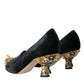 Dolce & Gabbana Black Velvet Embellished Heels Pumps Shoes