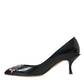 Dolce & Gabbana Black Leather BOOM Patch Heels Pumps Shoes