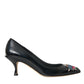 Dolce & Gabbana Black Leather BOOM Patch Heels Pumps Shoes