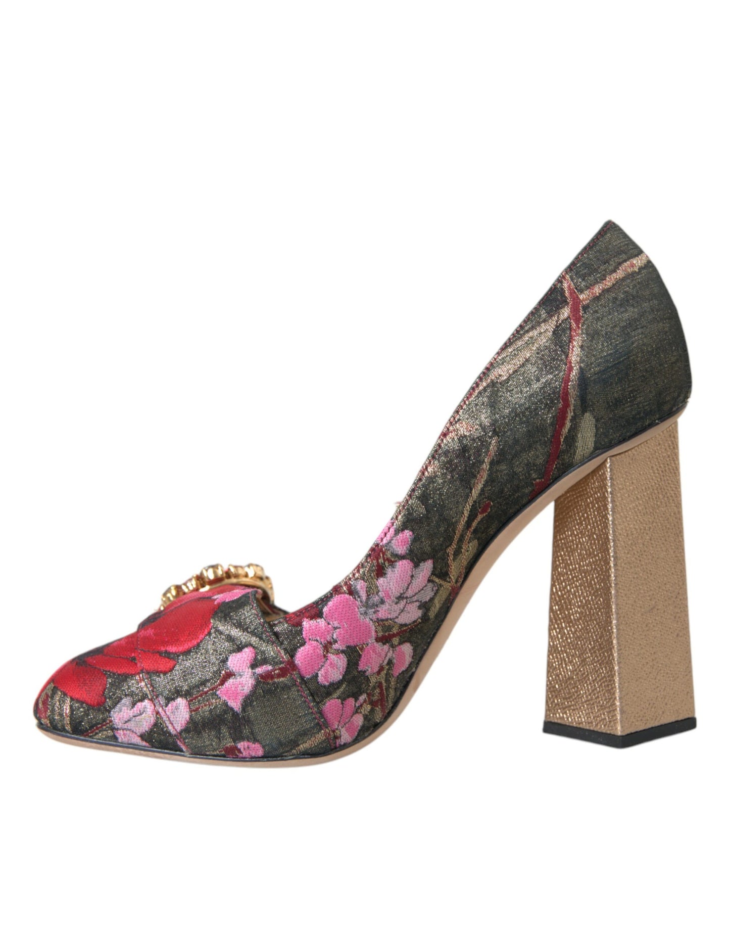 Dolce & Gabbana Multicolor Floral Jacquard Crystal Heels Pumps Shoes