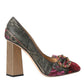 Dolce & Gabbana Multicolor Floral Jacquard Crystal Heels Pumps Shoes