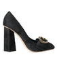 Dolce & Gabbana Black Brocade Crystals Heels Pumps Shoes