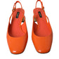 Dolce & Gabbana Orange Embellished Leather Slingback Shoes