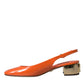 Dolce & Gabbana Orange Embellished Leather Slingback Shoes