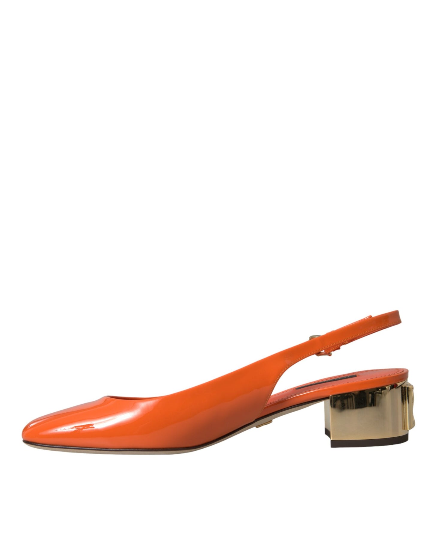 Dolce & Gabbana Orange Embellished Leather Slingback Shoes