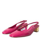 Dolce & Gabbana Pink Embellished Leather Slingback Shoes