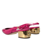 Dolce & Gabbana Pink Embellished Leather Slingback Shoes