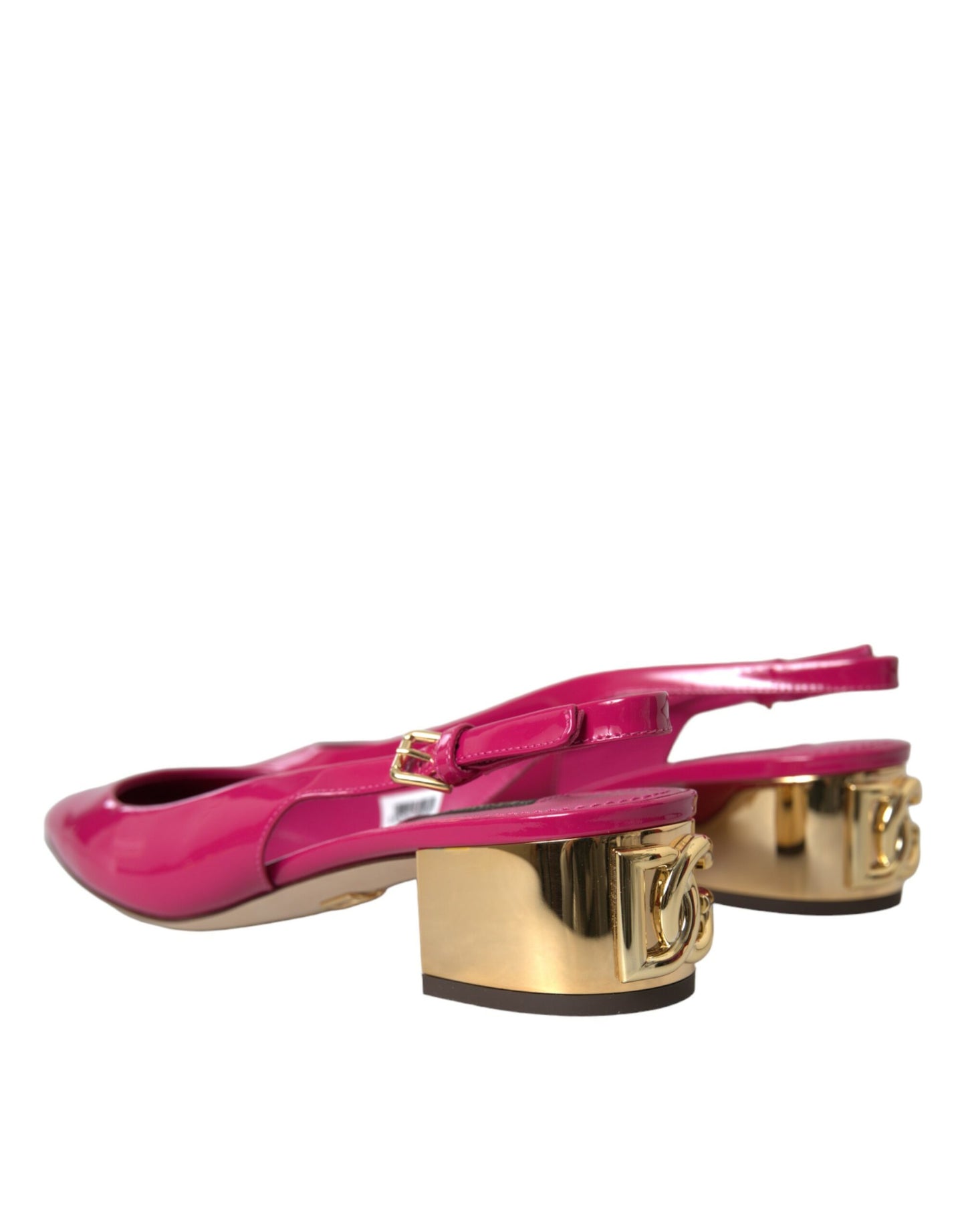 Dolce & Gabbana Pink Embellished Leather Slingback Shoes