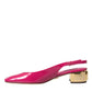 Dolce & Gabbana Pink Embellished Leather Slingback Shoes