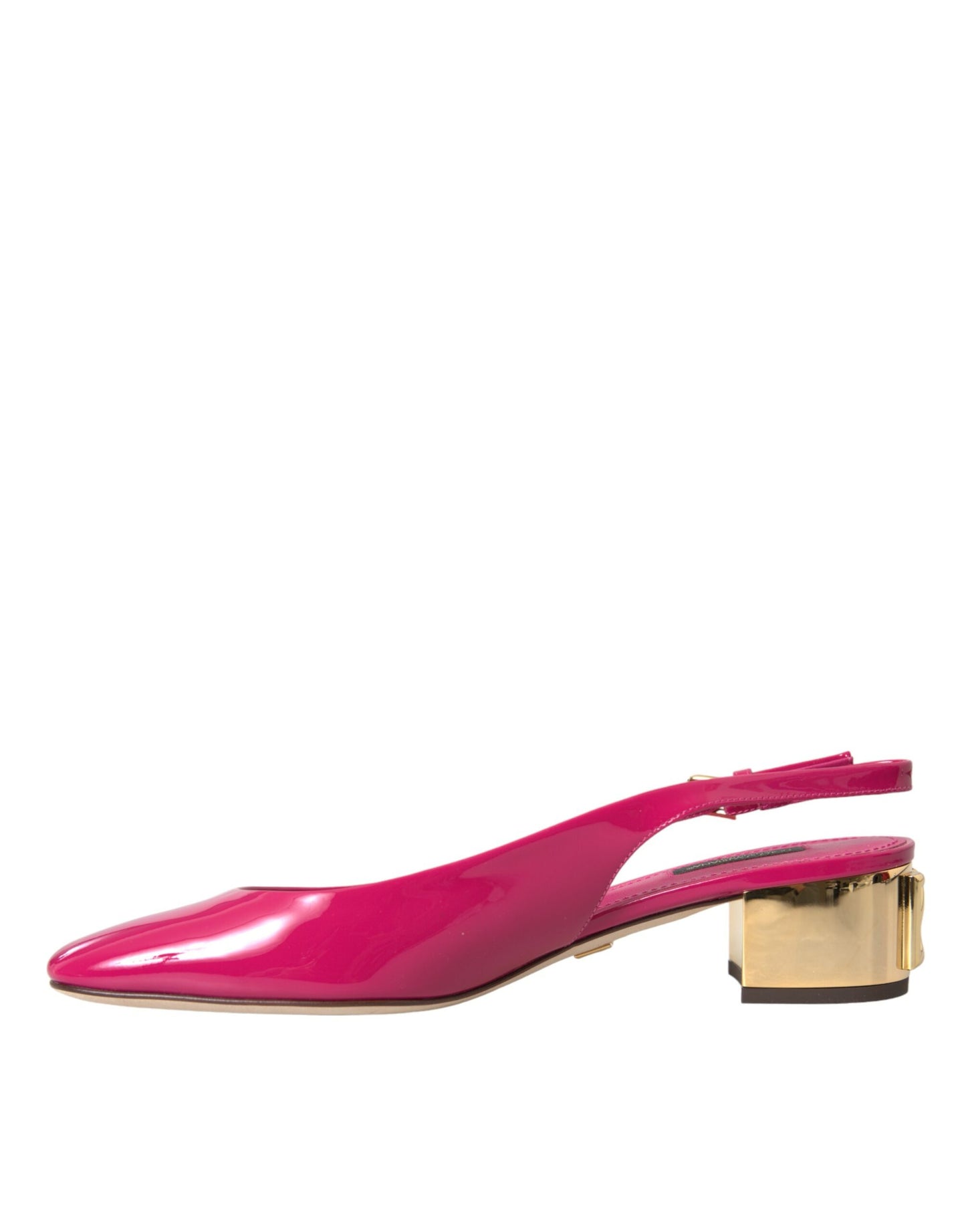 Dolce & Gabbana Pink Embellished Leather Slingback Shoes