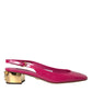 Dolce & Gabbana Pink Embellished Leather Slingback Shoes