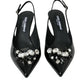 Dolce & Gabbana Black Patent Leather Crystal Slingback Shoes