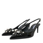 Dolce & Gabbana Black Patent Leather Crystal Slingback Shoes