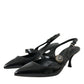 Dolce & Gabbana Black Leather Embellished Slingbacks Shoes