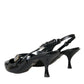 Dolce & Gabbana Black Leather Embellished Slingbacks Shoes