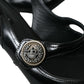 Dolce & Gabbana Black Leather Embellished Slingbacks Shoes