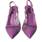 Dolce & Gabbana Purple Leather Mesh High Heels Slingback Shoes