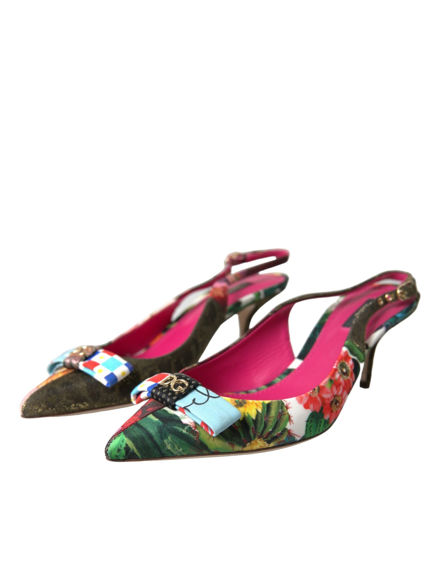 Dolce & Gabbana Multicolor Floral Patchwork Slingbacks Shoes