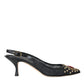 Dolce & Gabbana Black Mesh Embellished Heel Slingbacks Shoes