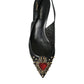 Dolce & Gabbana Black Mesh Embellished Heel Slingbacks Shoes