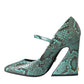 Dolce & Gabbana Aqua Python Leather Mary Jane Pumps Shoes