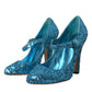 Dolce & Gabbana Blue Sequin Mary Jane Pumps High Heels Shoes