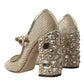 Dolce & Gabbana Gold Mesh Crystal Mary Jane Pumps Heels Shoes