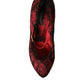 Dolce & Gabbana Red Black Floral Lace Mary Jane Pumps Shoes