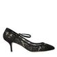 Dolce & Gabbana Black Taormina Lace Mary Janes Pumps Shoes