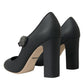 Dolce & Gabbana Black Leather Mary Jane Pumps Heels Shoes