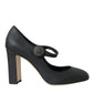 Dolce & Gabbana Black Leather Mary Jane Pumps Heels Shoes