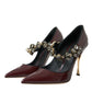 Dolce & Gabbana Bordeaux Leather Crystal Pumps Shoes