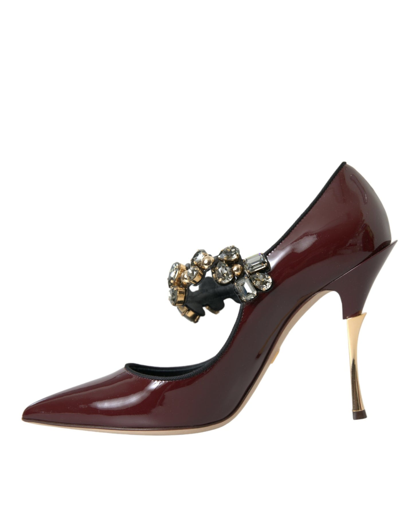 Dolce & Gabbana Bordeaux Leather Crystal Pumps Shoes