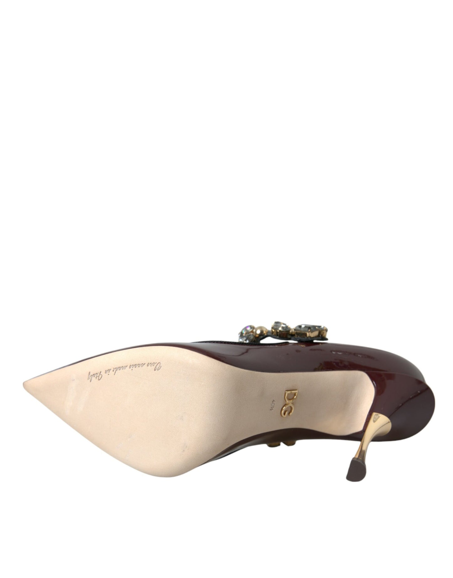 Dolce & Gabbana Bordeaux Leather Crystal Pumps Shoes