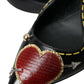 Dolce & Gabbana Black Leather Heart Embellished Loafers Shoes