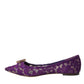 Dolce & Gabbana Purple Taormina Lace Crystal Loafers Shoes