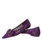 Dolce & Gabbana Purple Taormina Lace Crystal Loafers Shoes