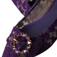 Dolce & Gabbana Purple Taormina Lace Crystal Loafers Shoes